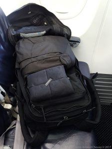 Goruck GR2 (40L), folded LowePro Pro Tactic 450 AW and Tenba Messenger Wrap.
